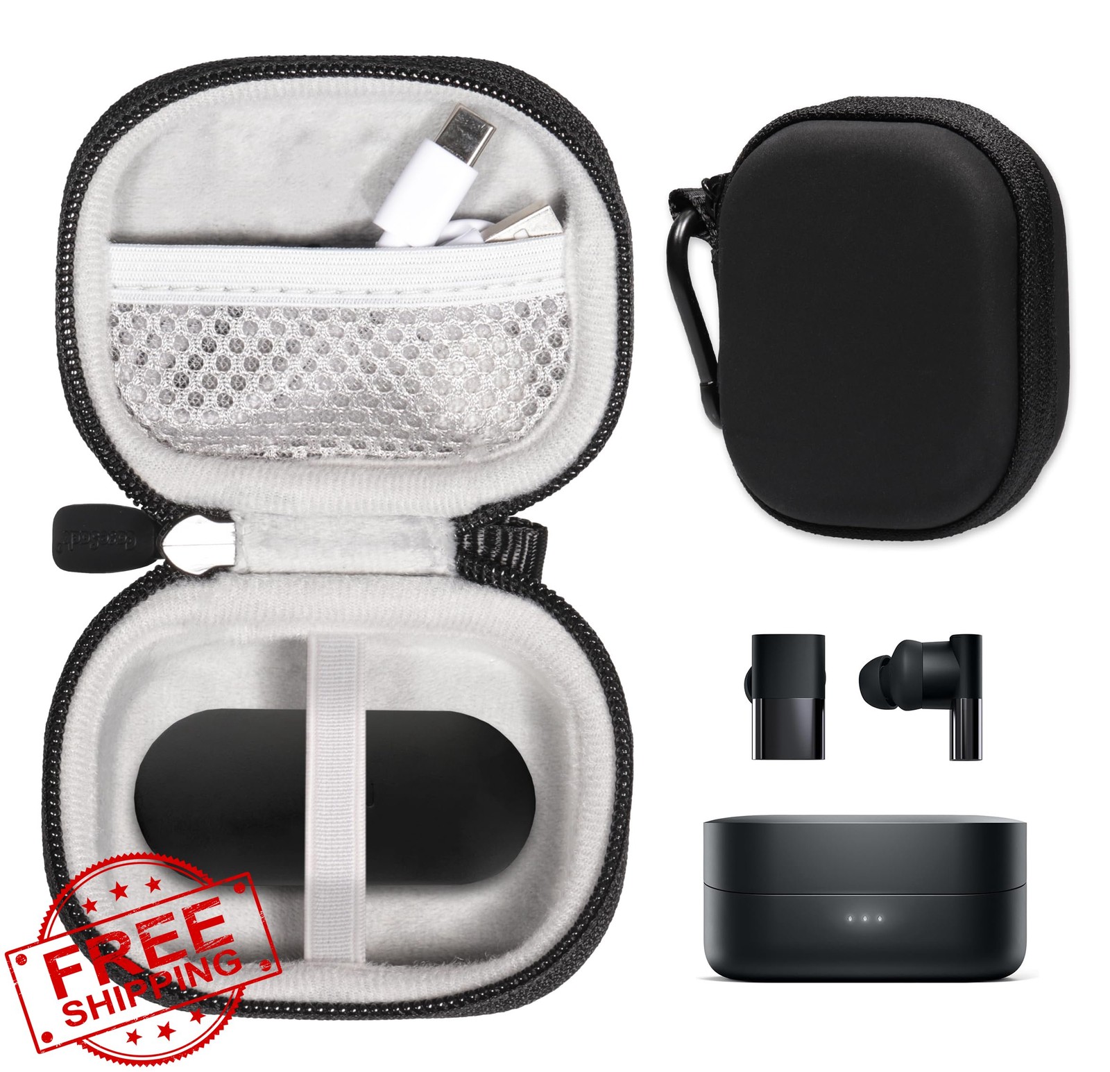CaseSack Black Case for Status Between 3ANC Onyx True Wireless Earbuds