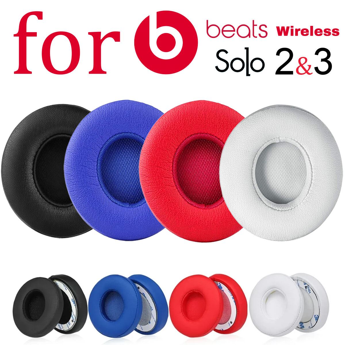 Replacement protein leather and memory foam ear cushion covers for Beats Solo2/3