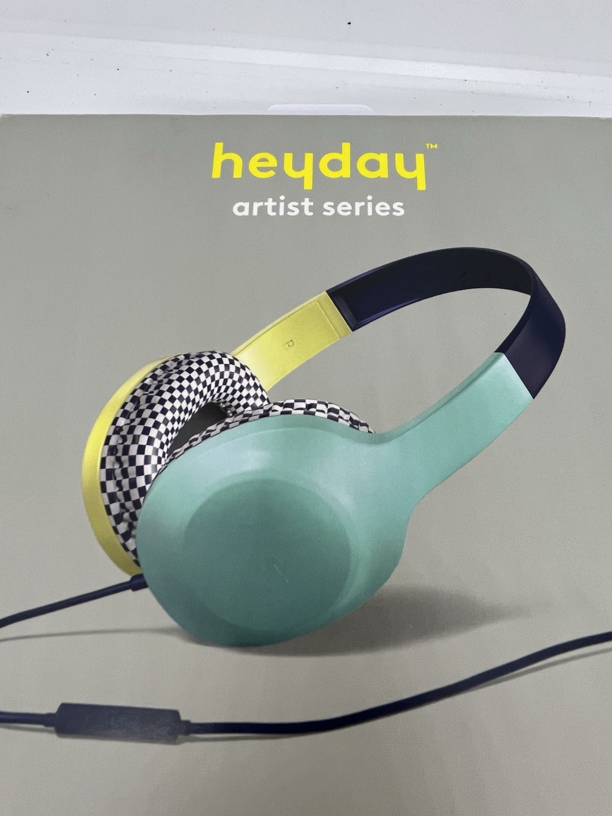 Heyday Wired Headphones Marvin Chang Artist Series Mint Green Checkered 3.5mm