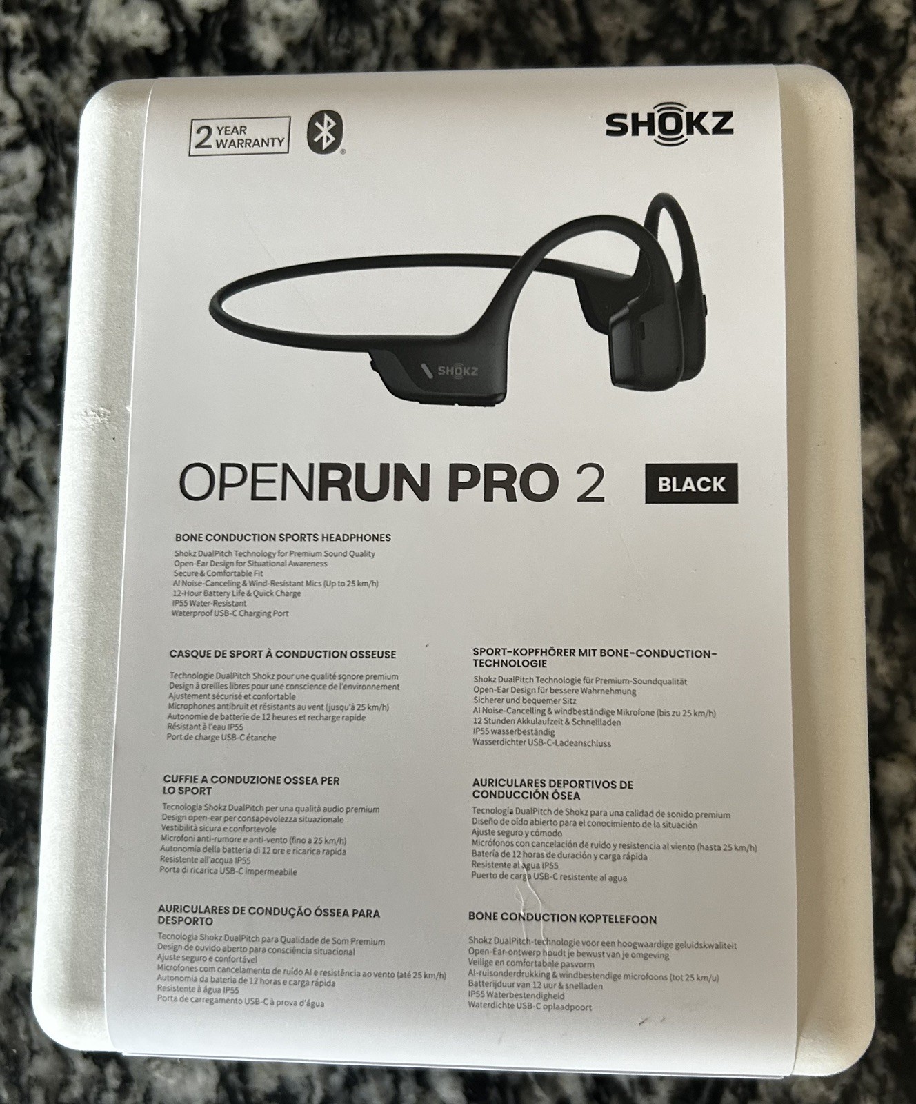 New Shokz OpenRun Pro 2 Bone Conduction Sports Headphones Black S820, New Sealed