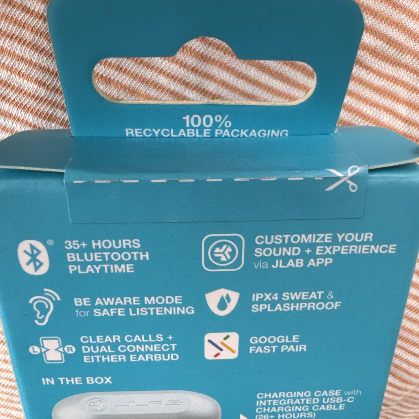 JLab Go Air POP+ True Wireless Bluetooth Earbuds LIGHT BLUE 35+ Hours SEALED