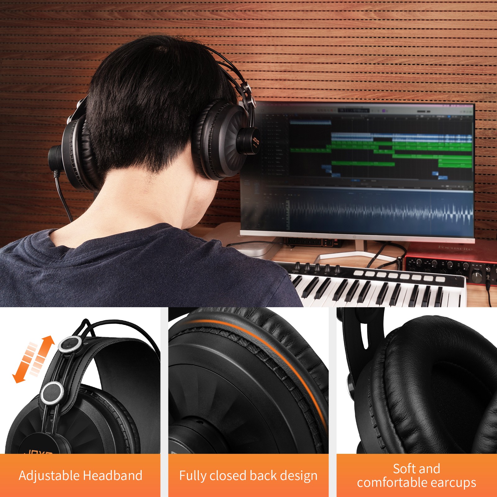 JOYO Studio Monitor Over Ear Headphones Noise Canceling Recording Headphones（OP）