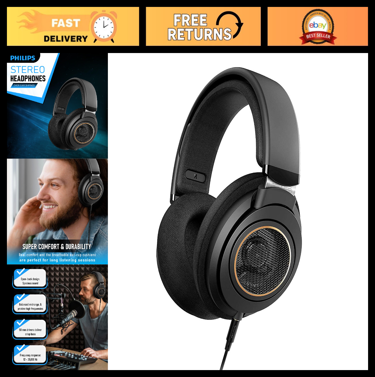 Cushioned Over-Ear Wired Headphones – Adjustable Headband, Superior Sound, Ideal
