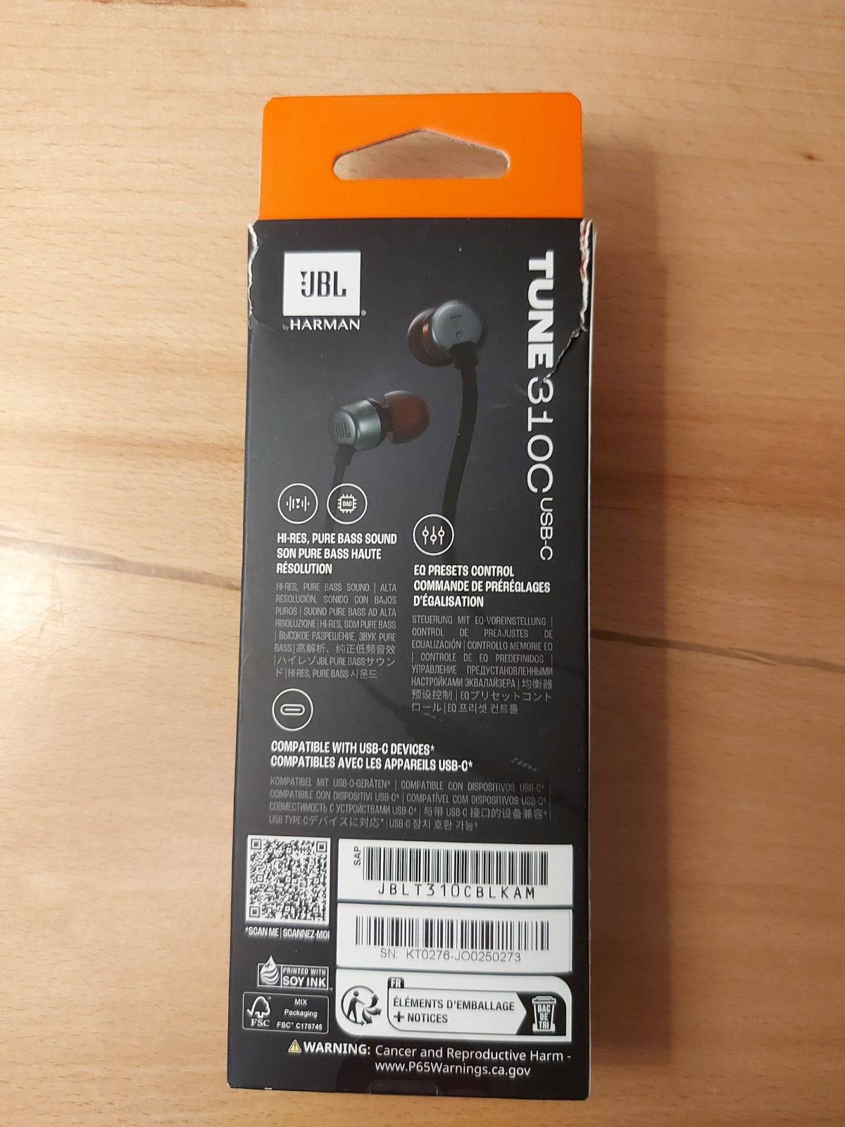 JBL Harman Tune 310C In-Ear USB-C Earbuds – Wired Headphones – New in Box
