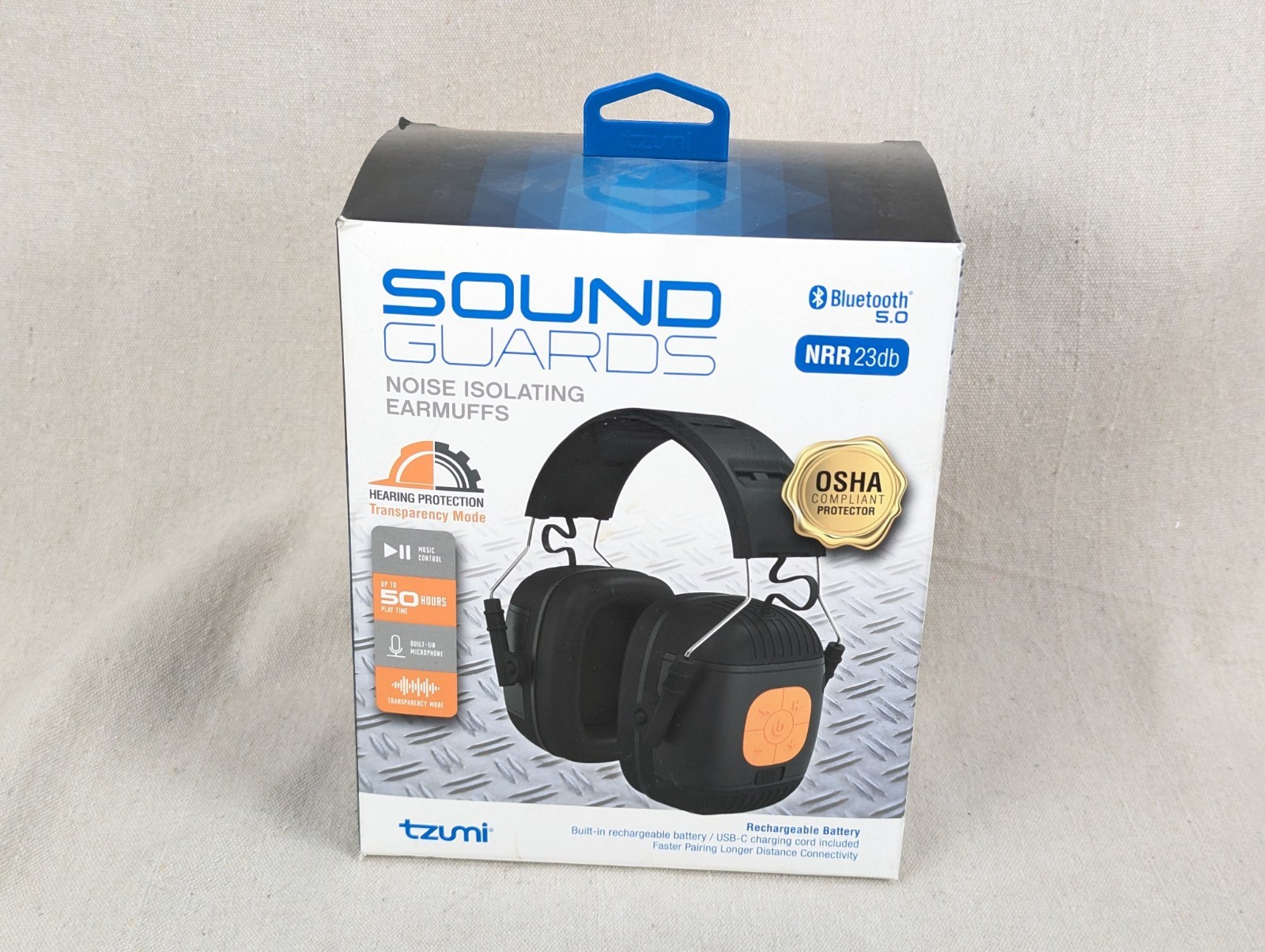 Tzumi Sound Guards Bluetooth Noise Isolating Earmuffs Model 8445 NRR 23dB USB-C