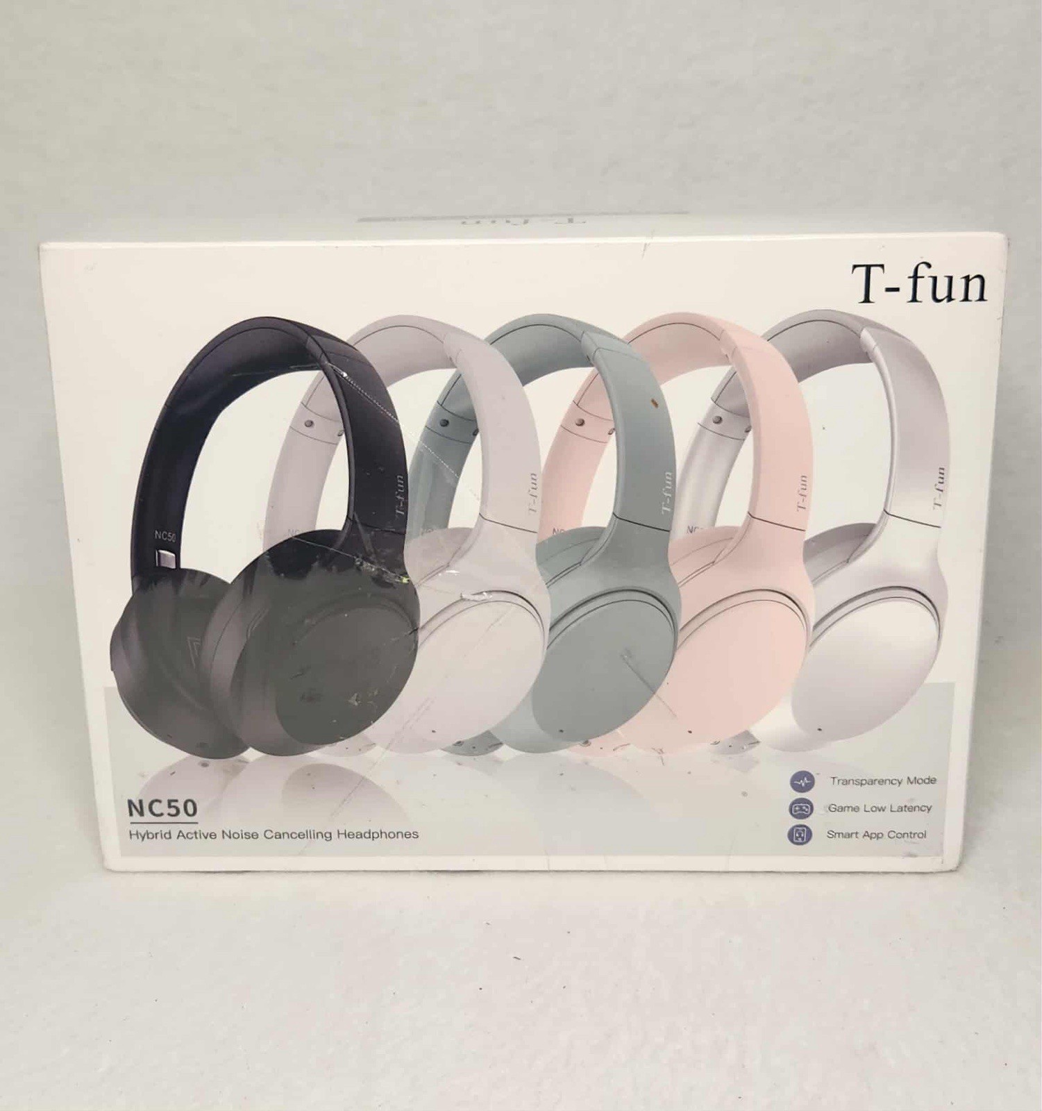 T-fun NC50 Hybrid Active Noise Cancelling Headphones Bluetooth 5.3, Mint Green