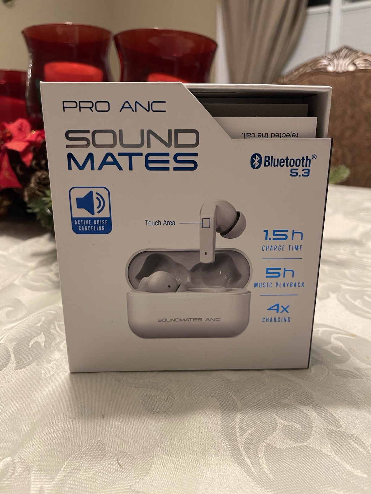 new Tzumi SoundMates Pro ANC Bluetooth 5.0 Wireless Earbuds – White
