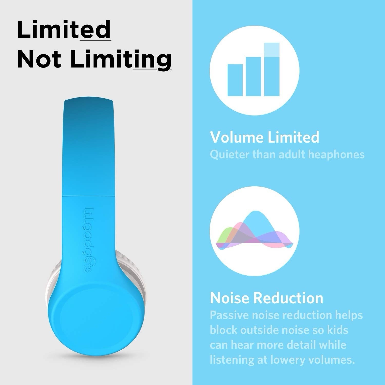 LilGadgets Connect+ Wired Headphones w/Microphone, Vol Limiting, Noise Reduction
