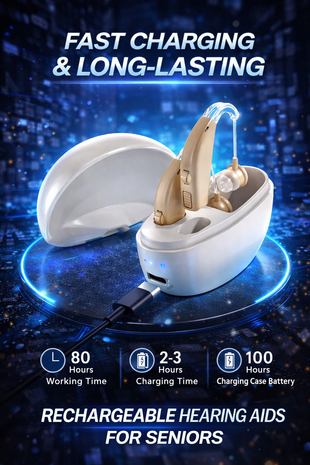 Rechargeable Hearing Aids for Seniors Noise Cancelling Digital Sound Amplifier