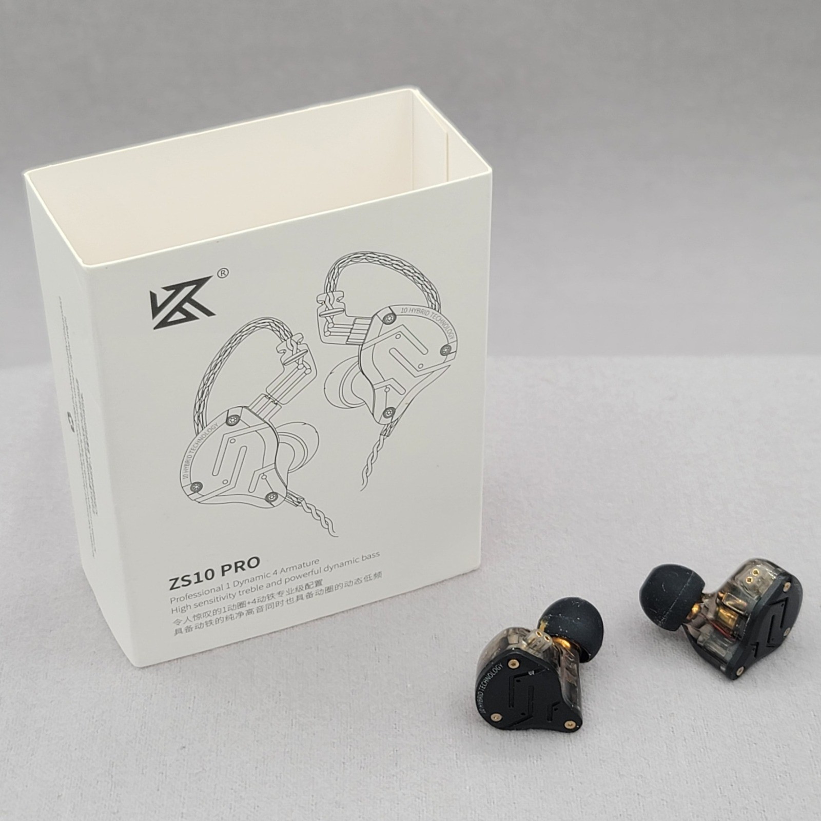 KZ ZS10 PRO Hybrid HiFi In Ear Monitors Stone Black with Mic 1DD 4BA Earphones