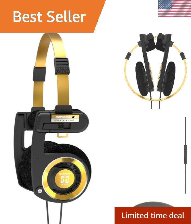 Porta Pro Limited Edition Black Gold On-Ear Headphones with Mic & Volume Control