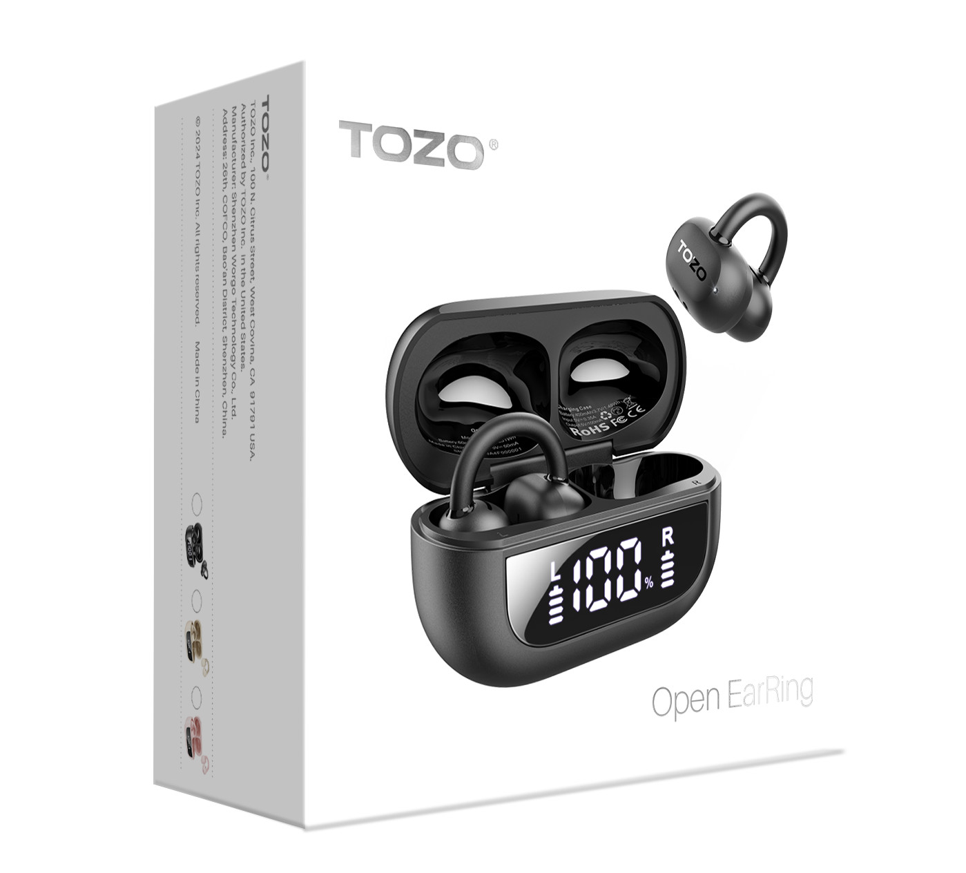 TOZO True Open Ear Clip Wireless Earbuds Bluetooth Headphone Lightweight Comfort