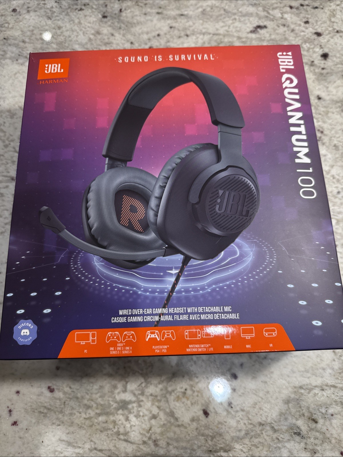 JBL Quantum 100 Wired Over-Ear Gaming Headphones – Black