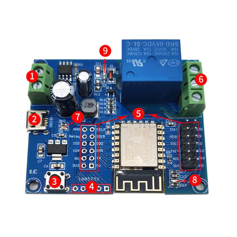 20PCS DC5-80V Power Supply ESP8266 WIFI Relay Module ESP-12F Development Board