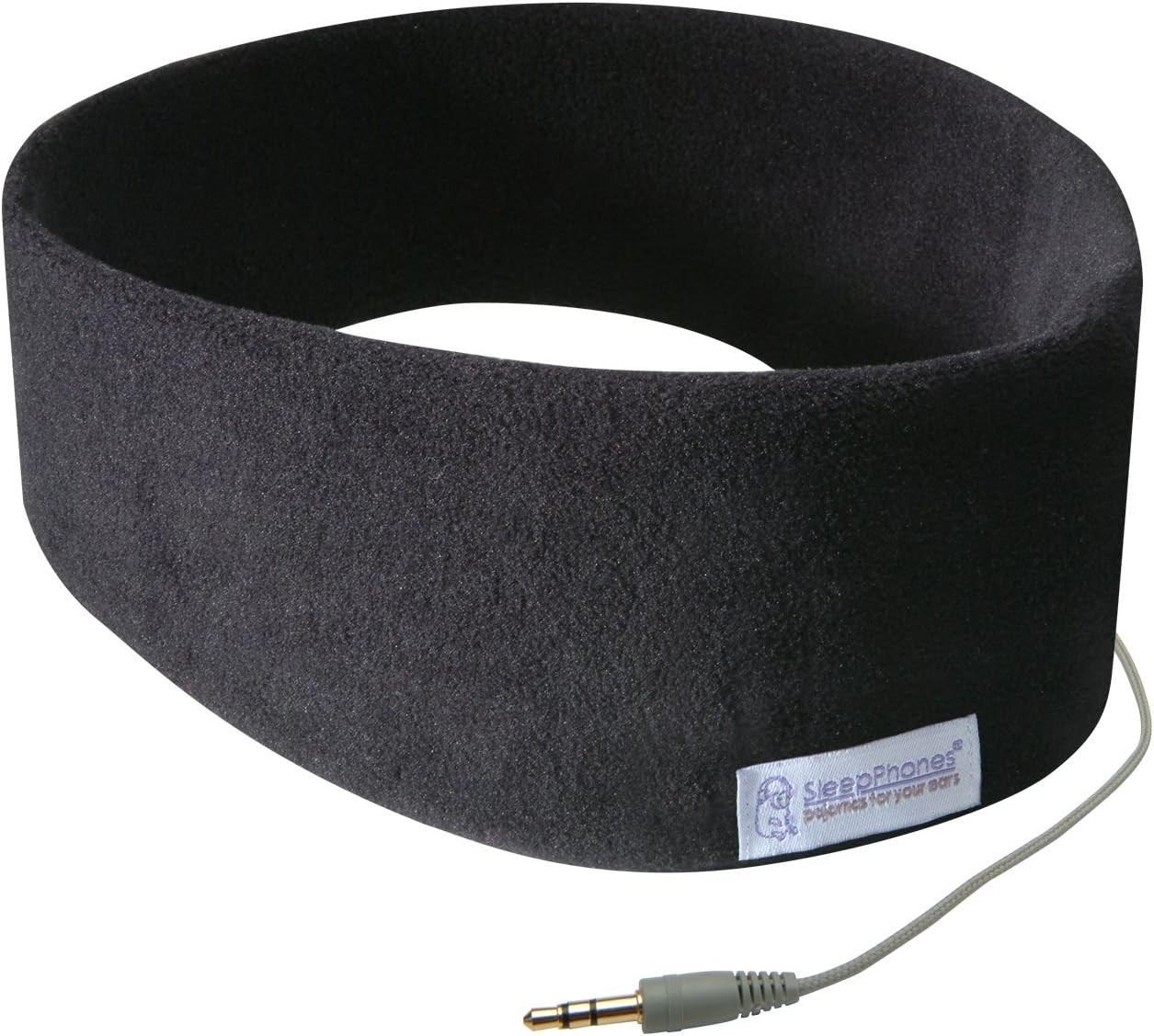 AcousticSheep SleepPhones Classic | Large, Midnight Black – Fleece Fabric