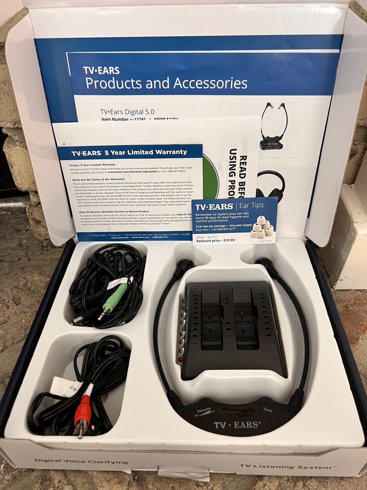 TV Ears Digital 5.0 TV Listening System Black Wireless Infrared Headset Neckband