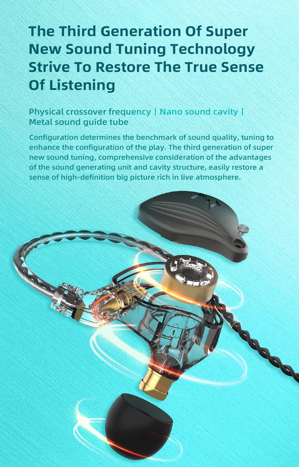 Newest Dynamic Earphone Hifi Dj Monitor in Ear Earphones Earbud Sport