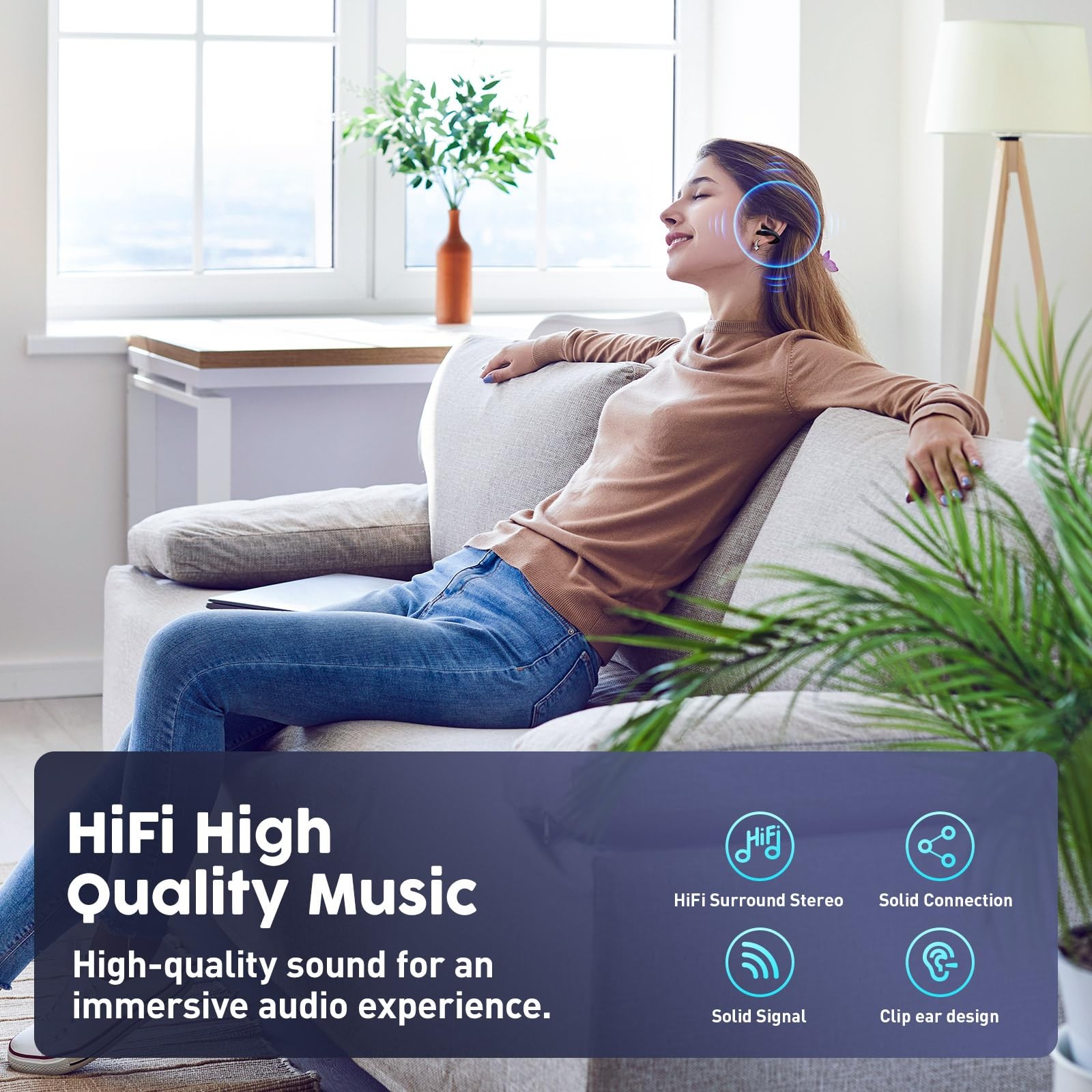Ear Buds Wireless Bluetooth Earbuds 5.3,Ultra Open Ear Earbuds,Clip on Headph…