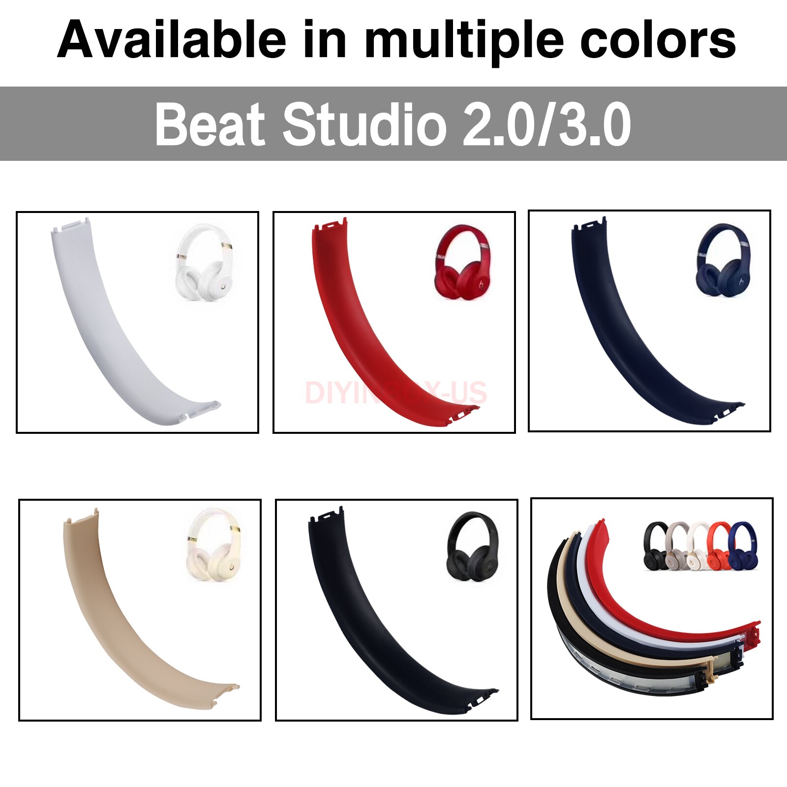 Headband Rubber Cushion Part for Beats by Dre Studio 2.0 3.0 Wireless Headphones