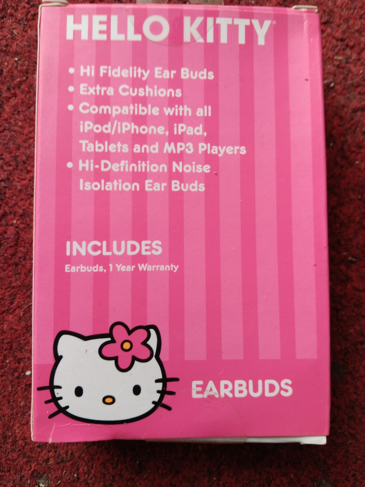 New Sanrio Hello Kitty Wired Ear Buds 3.5mm Aux Input Jack Built-In Mic FastShip