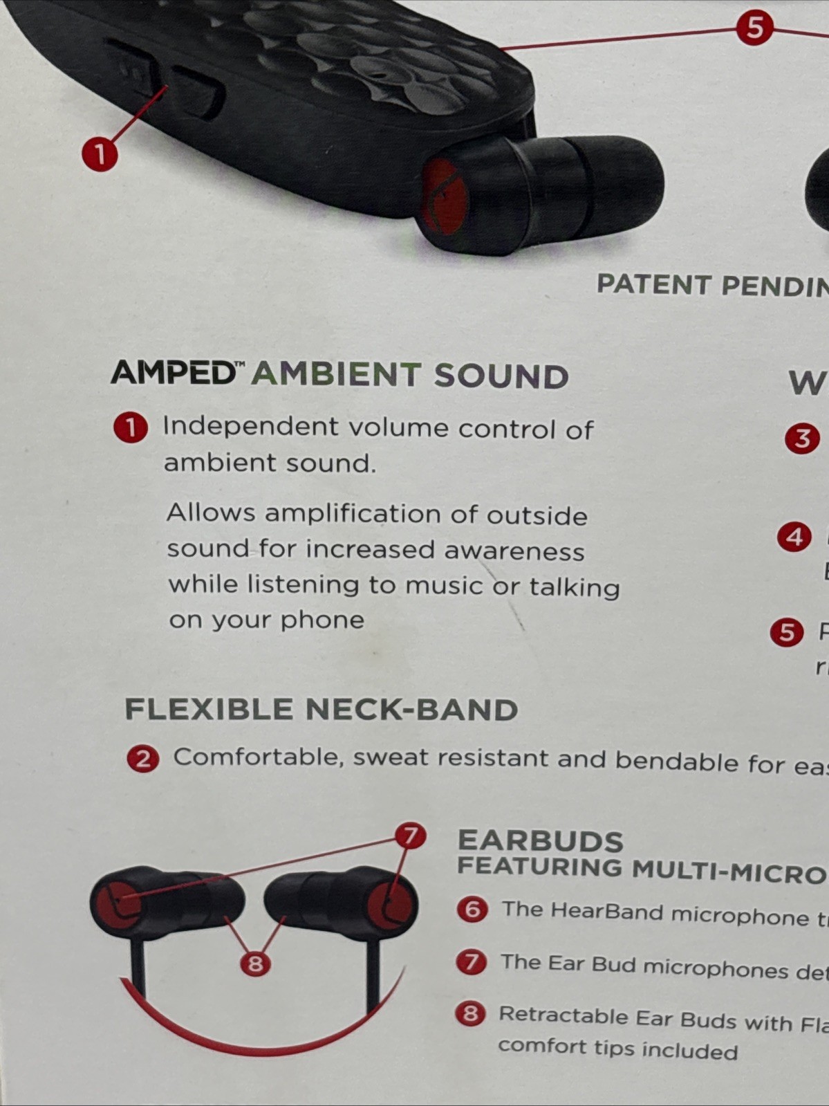 Lucid Hearband Black Bluetooth Earbud Sports Neckband Amplifier Music, Calls