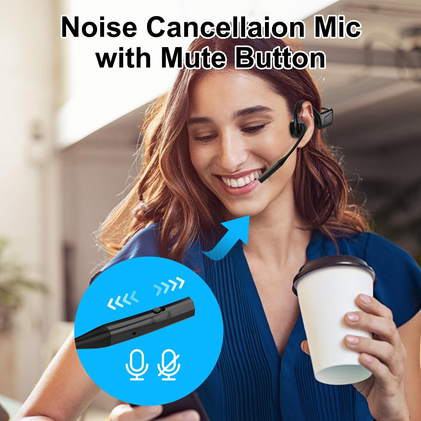 Open-Ear Bluetooth Wireless Trucker Headset with Microphone