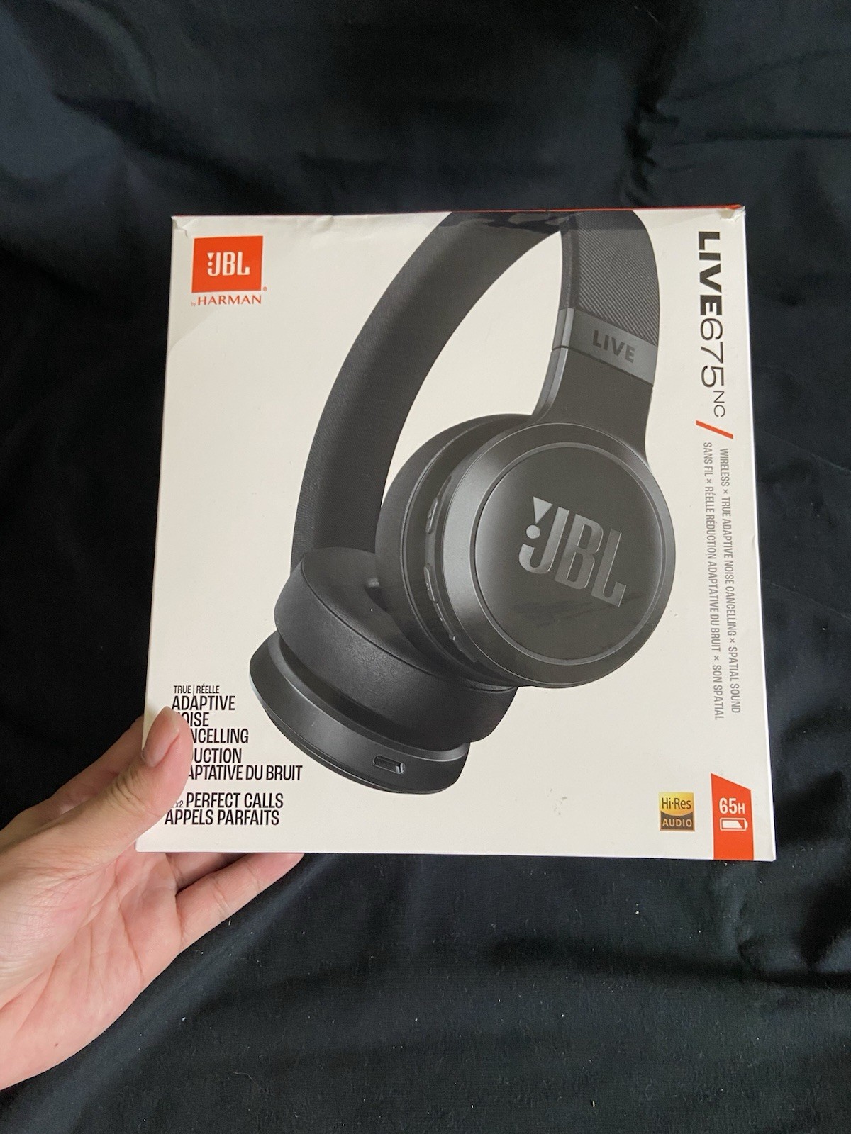 JBL Live 675NC Wireless On-Ear Adaptive Noise Cancelling Headphones – Black