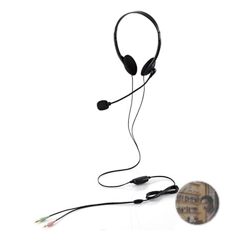 ELECOM HS-HP01SBK Over-Ear Headset w/ Mic, Mute, Volume Control, Black, New