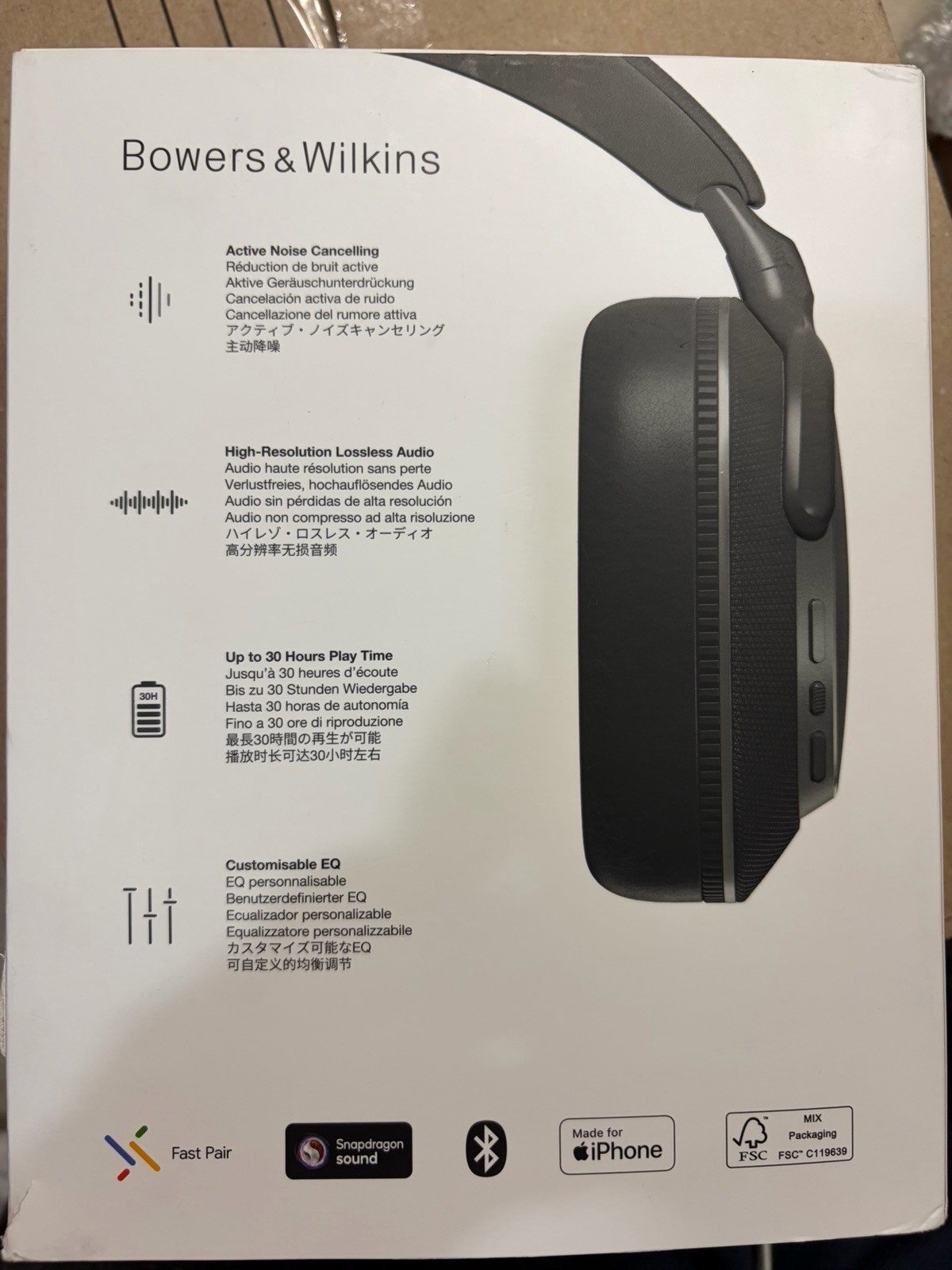 EUC Bowers & Wilkins Px7 S3 Wireless ANC Over Ear Wireless Headphones W Box Case