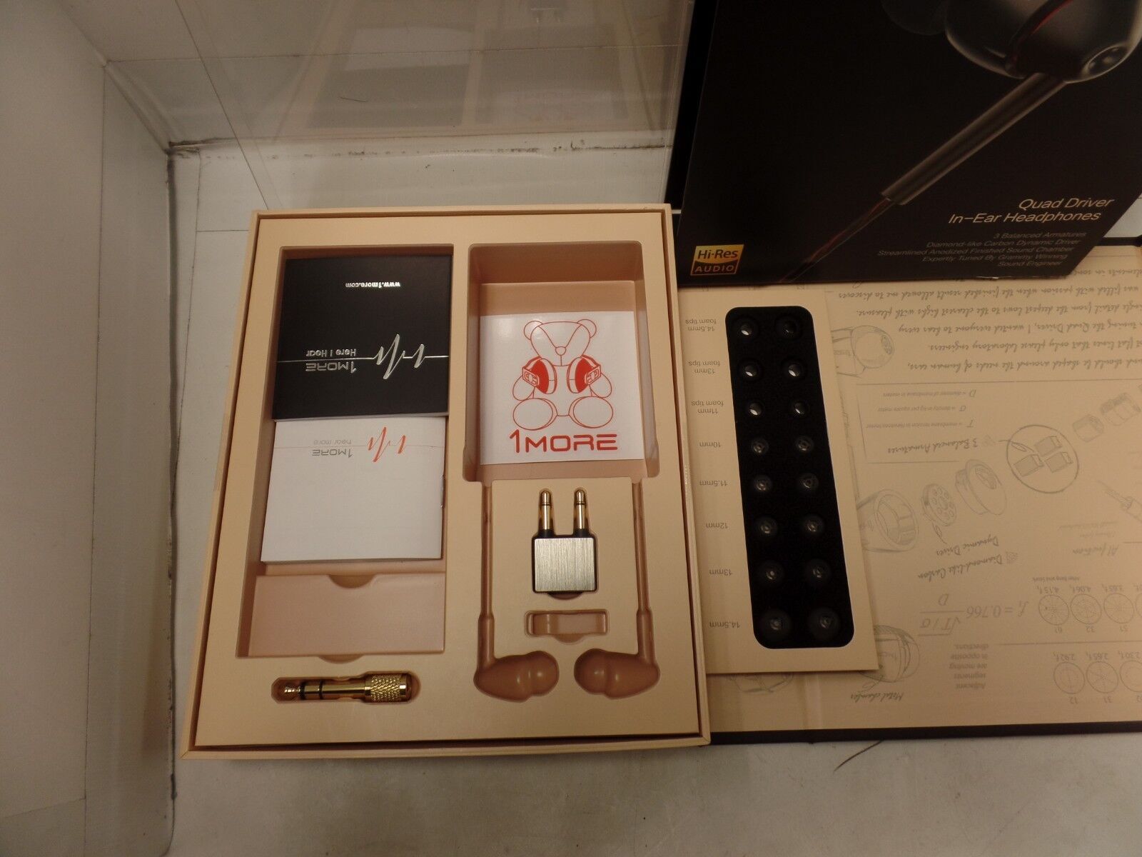 1MORE E1010 Quad Driver in-Ear Earphones Headphones EMPTY BOX WITH ACCESSORIES