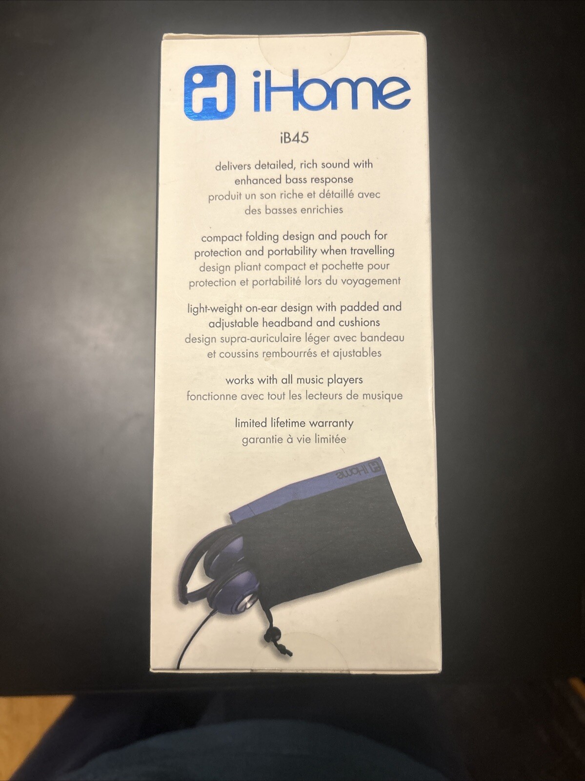 Brand New iHome iB45 On-Ear Folding Headphones. Blue. NOS Has Shelf Wear.