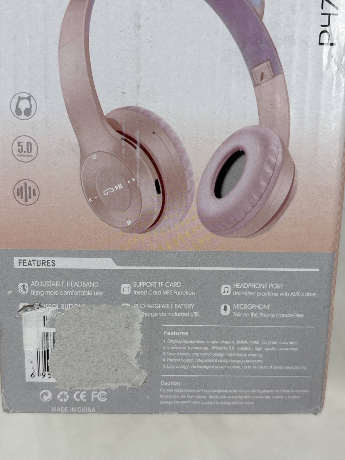 P47M Cat Ears Bluetooth Wireless Headphones 5.0 RGB Color Lights Cat Ear