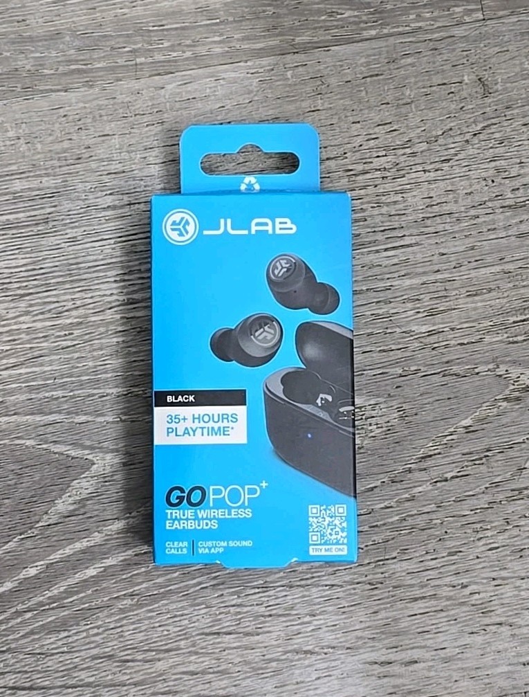 JLab GO POP+ True Wireless Bluetooth Earbuds Black EBGAIRPOPRBLK124 Sealed New