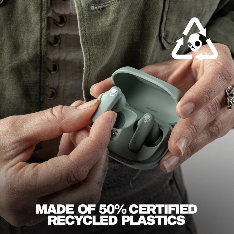 Skullcandy Smokin Buds Wireless Earbuds Bluetooth Headphones Preppy Sage A9