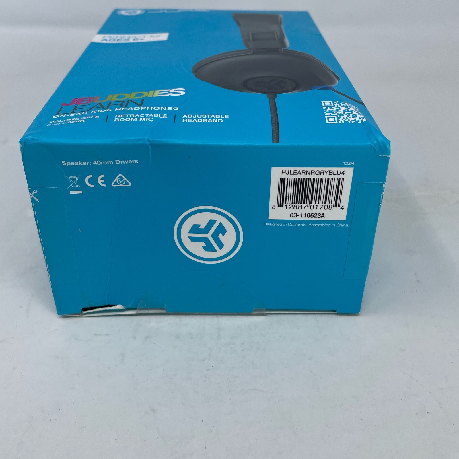 JLab JBuddies Learn Wired Kids Headphones w/ Boom Mic – Gray/Blue