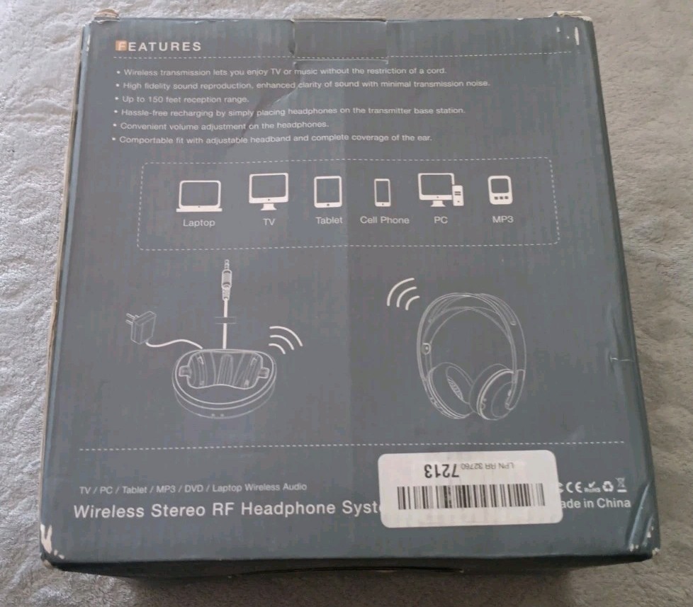 Jelly Comb Wireless Stereo Rf Headphone System