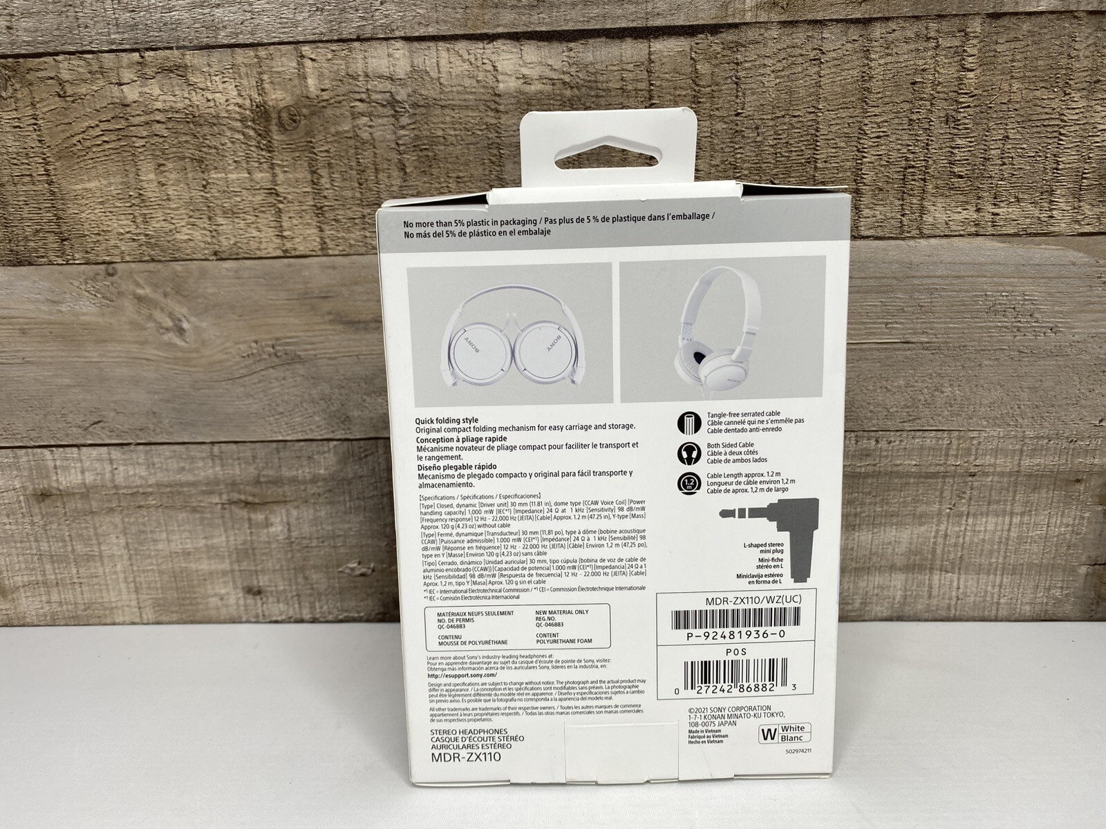Sony MDR-ZX110 Ear-Pad (On the Ear) Headband Headphones – White OPEN BOX