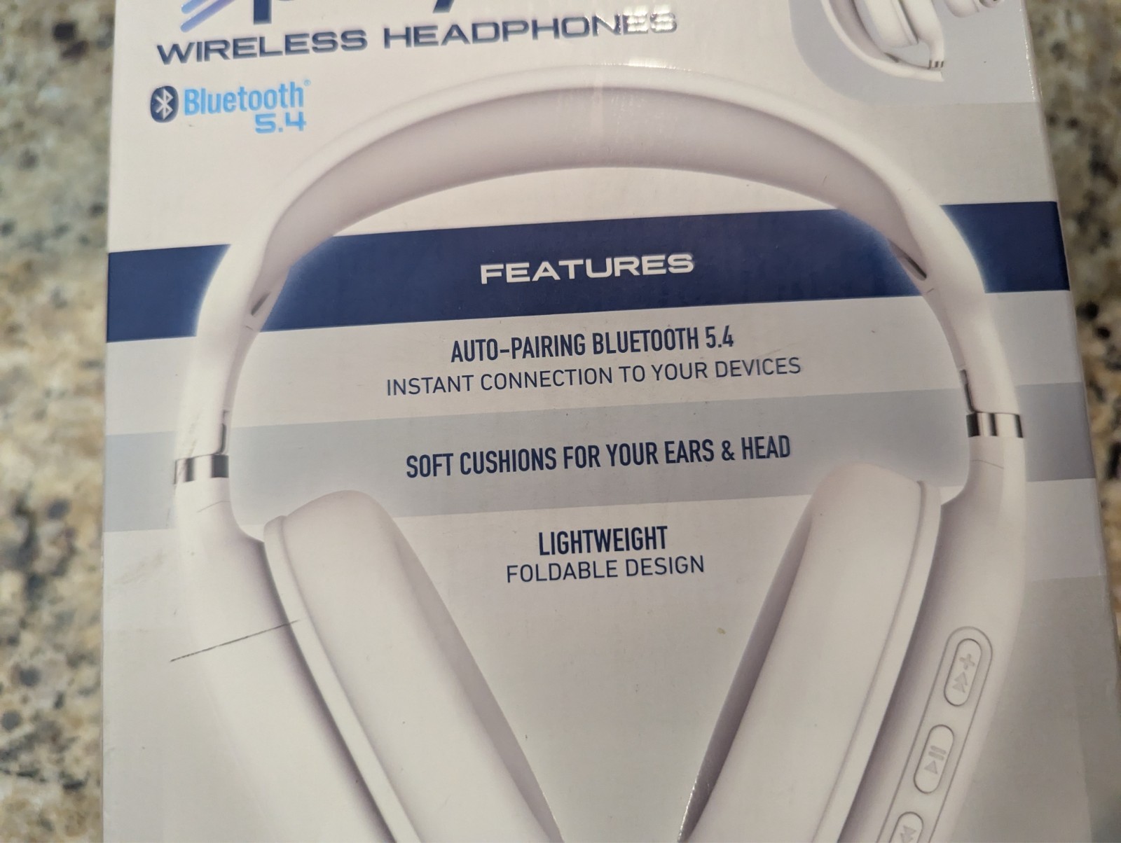 Sound Play Wireless Headphones Over Ear Bluetooth Foldable White