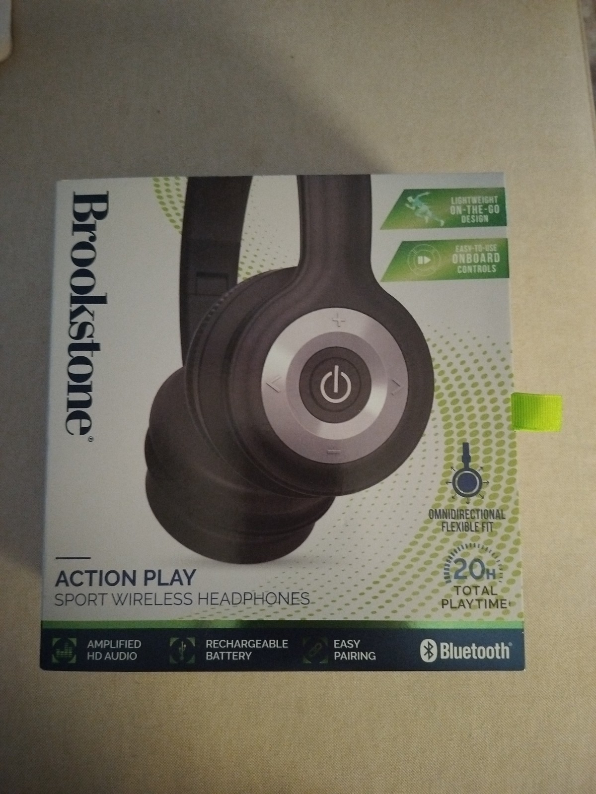 Brookstone Action Play Sport Wireless Headphones New In Box