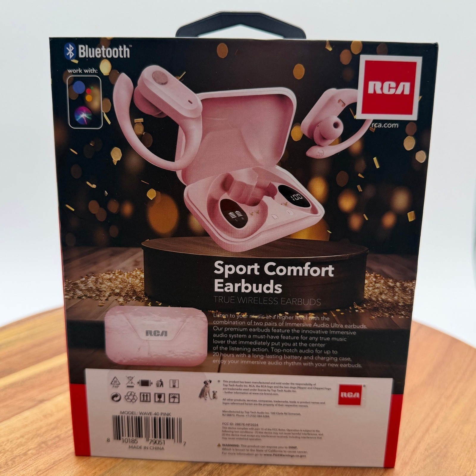 RCA Pink Wireless Headphones WAVE-58 & Sport Comfort Earbuds Bluetooth Bundle