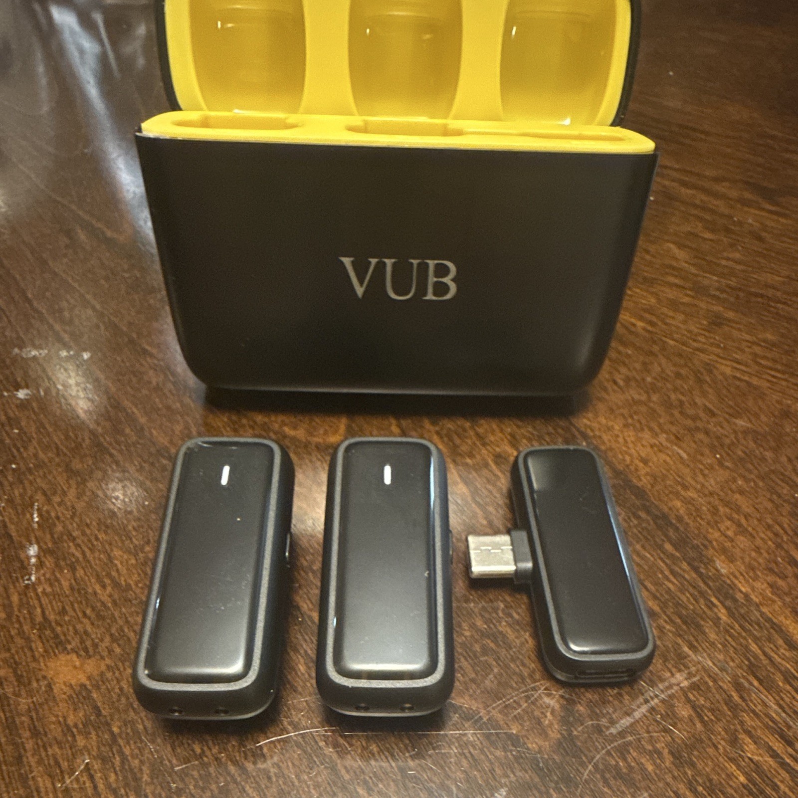 VUB Bluetooth In-Ear Earbuds w/ Charging Case, ANC, Mic, Black/Yellow
