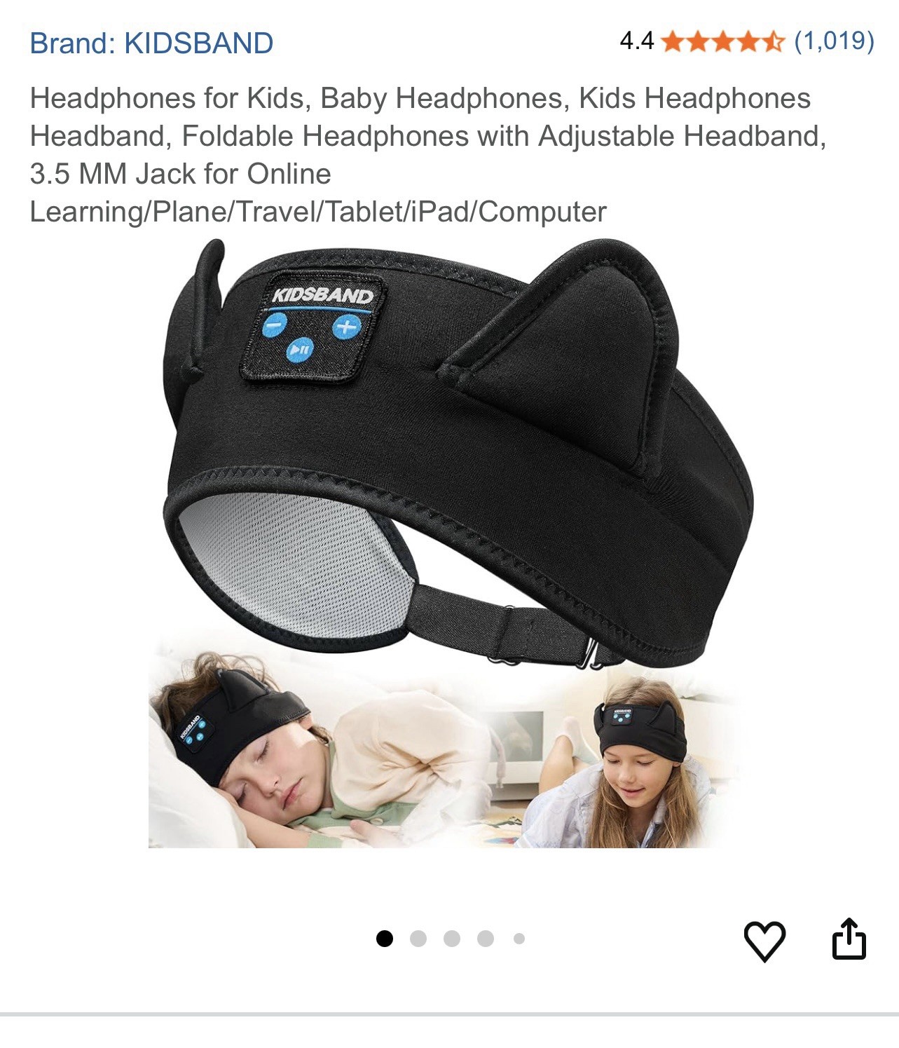 KIDSBAND Kids Headphones Bluetooth Headphones Adjustable Headband for KidsWir…