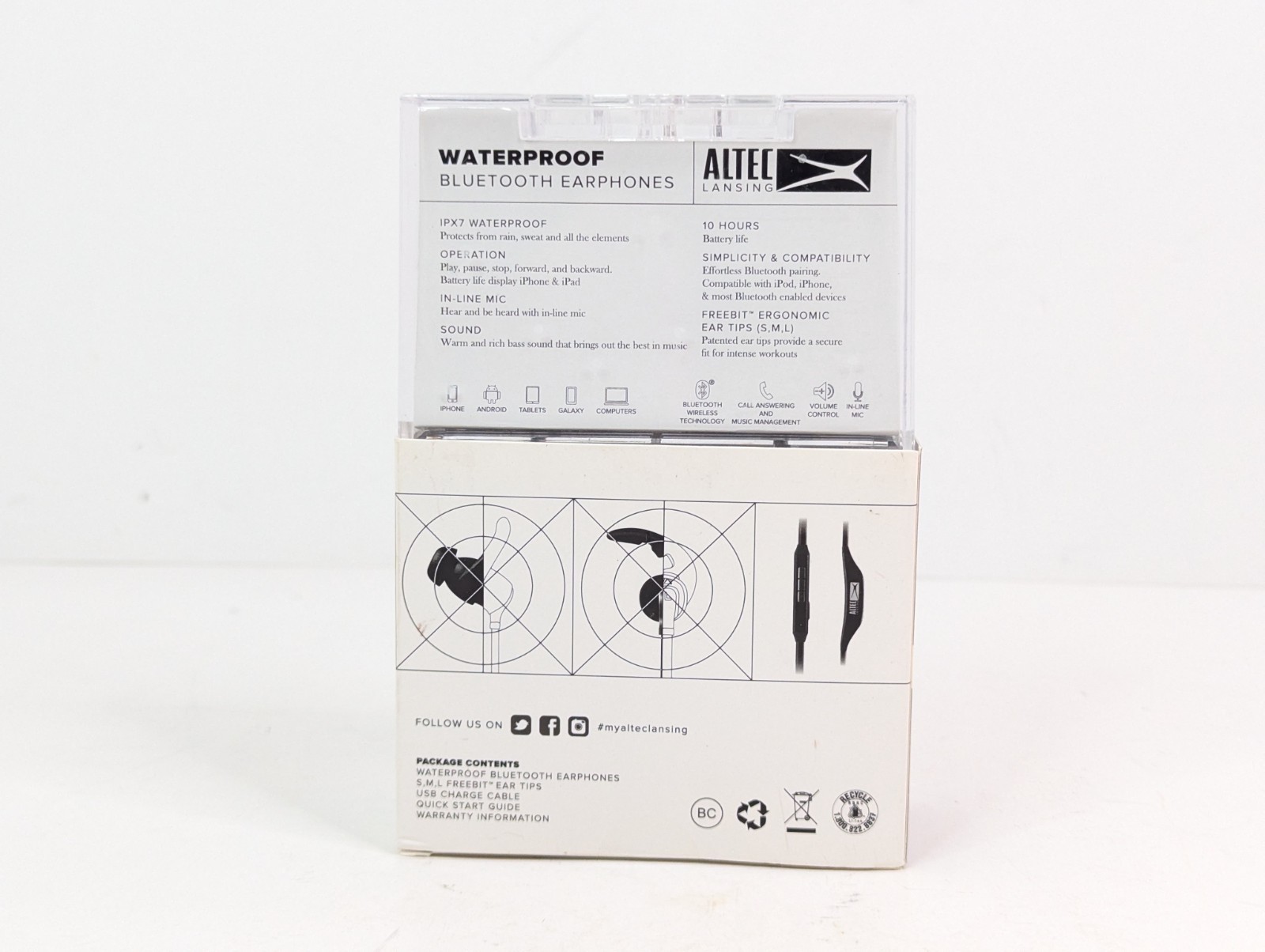 Altec Lansing Bluetooth Waterproof Sweatproof IPX7 10 Hours Playtime New