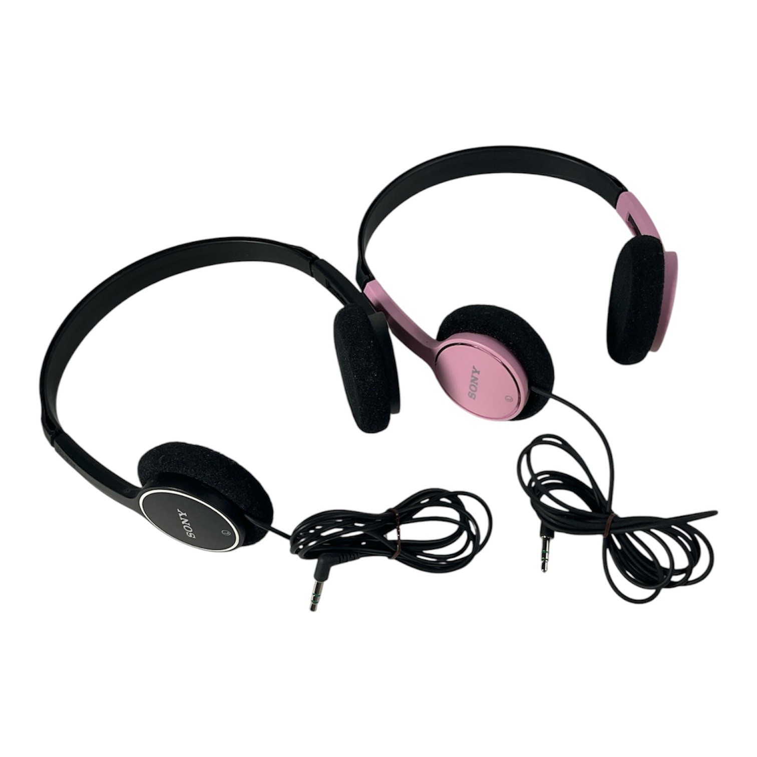 Lot of 2 Vintage Sony MDR-222 Black & Pink Wired On-Ear Headphones Retro Tested