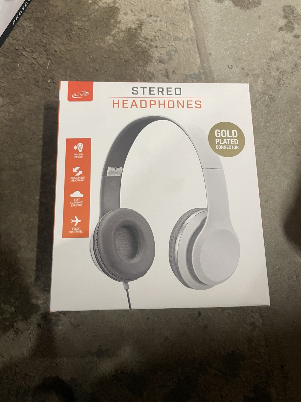 iLive IAH57B Stereo Headphones Folding Gold Plated Aux 3.5mm Plug In Connector
