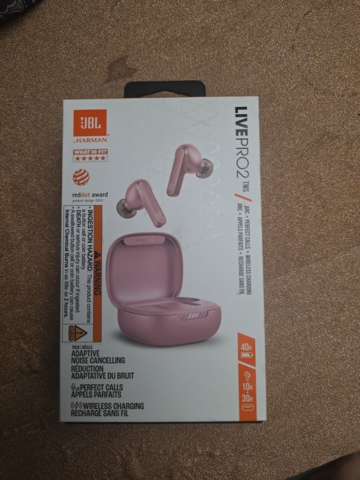 JBL Harman Live Pro 2 TWS Wireless Bluetooth Adaptive Noise Cancelling Pink NEW