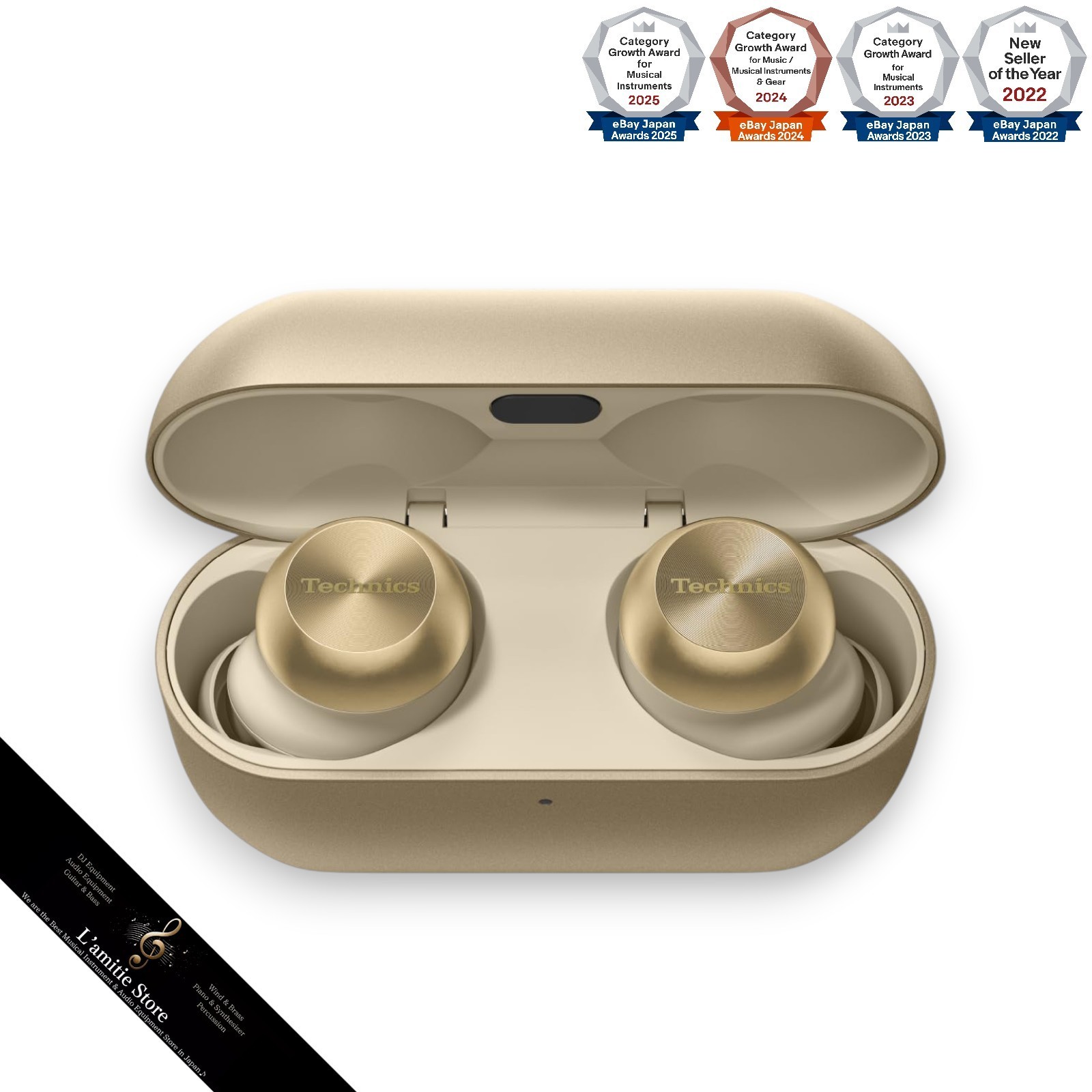 Technics EAH-AZ100-N Wireless Noise Cancelling Earbuds Bluetooth Champagne Gold