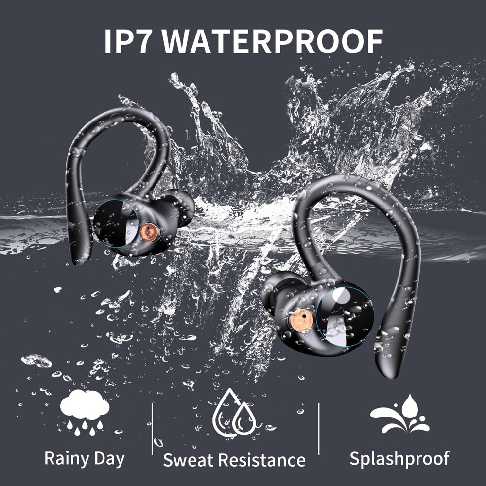 Ear Hook Headphones True Wireless Earbuds Bluetooth 5.3 Waterproof Earphones US