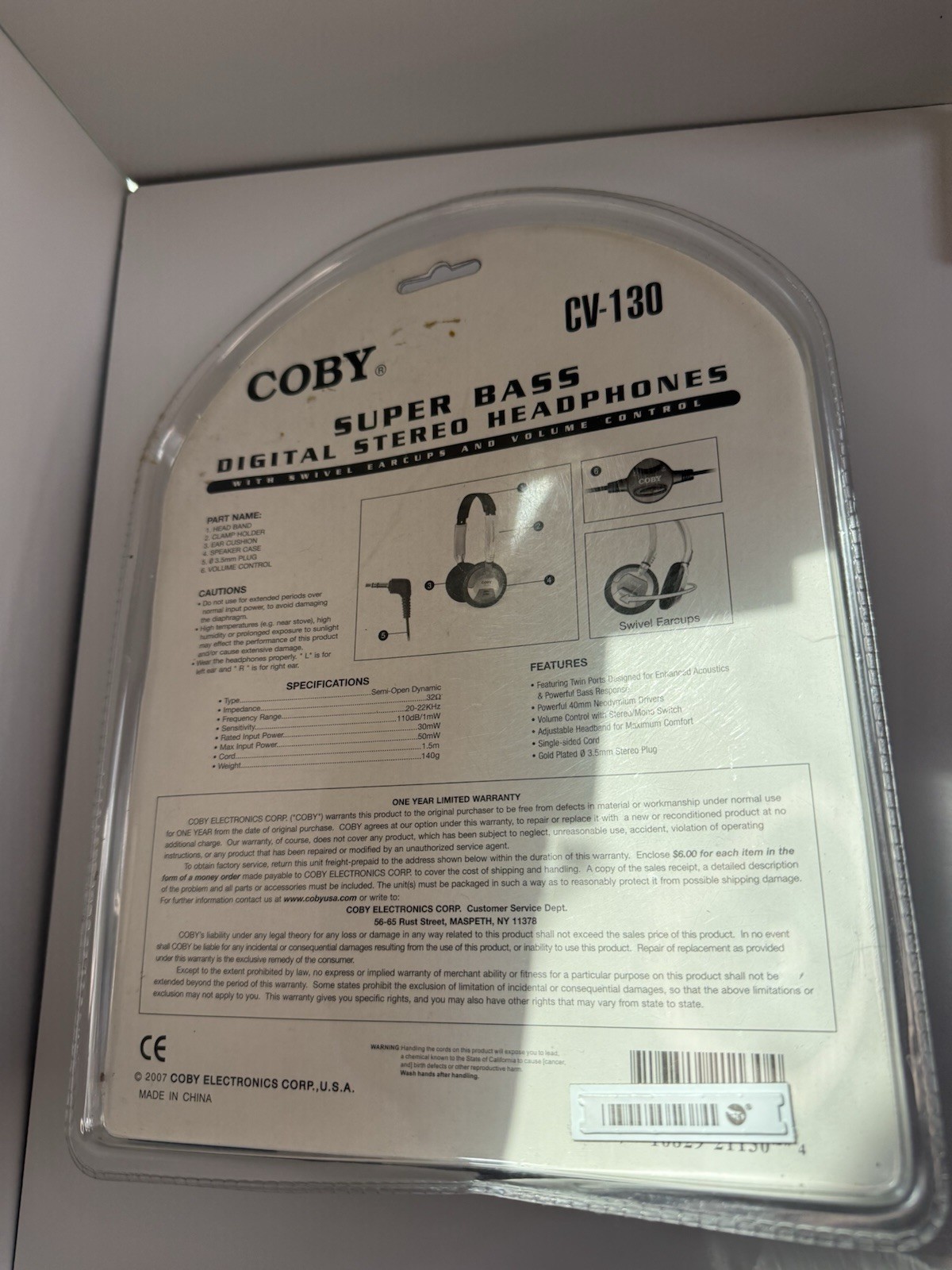 Coby CV-130 Super Bass Digital Stereo Headphones New In Box Sealed