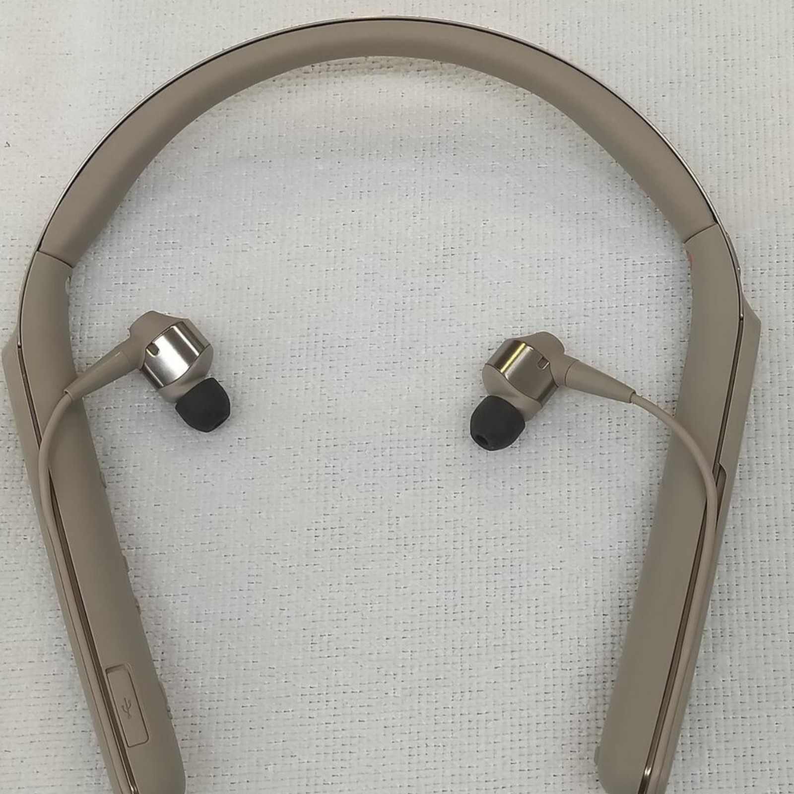 Sony WI-1000X Wireless Noise Canceling Neckband Headphones Champagne Gold Tested